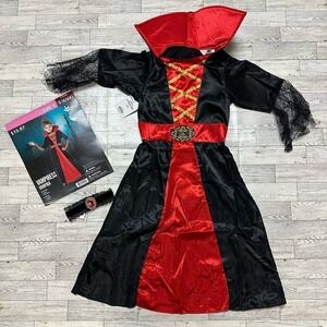 Morph Costumes | Vampiress Dress Set | Size Girls S(6/6X) | Black & Red